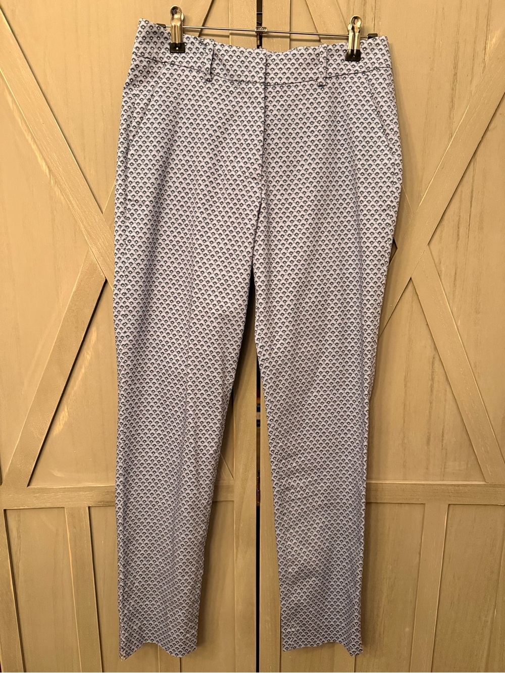 Tailored Slim Geometric Trousers in Light Blue